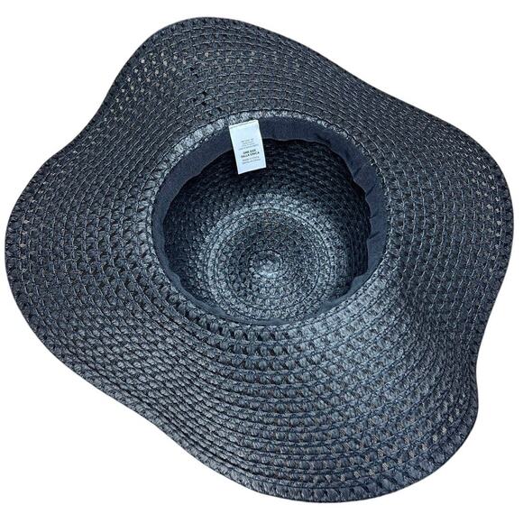 Retro Style Floppy Woven Wide Brim Sun Hat Black Beach Summer Pool Vintage Glam - Picture 7 of 8